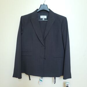 Le Suit Women's Dark Gray Pinstripe Pantsuit, 2-Piece Blazer and Trousers 16P